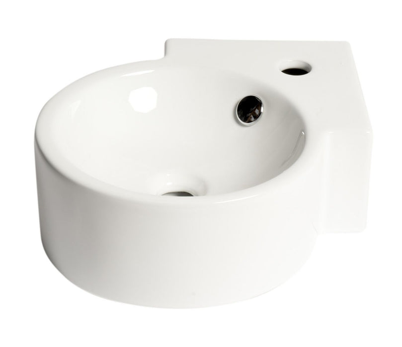 ALFI brand ABC121 White 17" Tiny Corner Wall Mounted Ceramic Sink with Faucet Hole