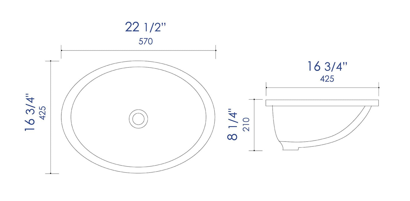 ALFI brand ABC602 White 23" Oval Undermount Ceramic Sink