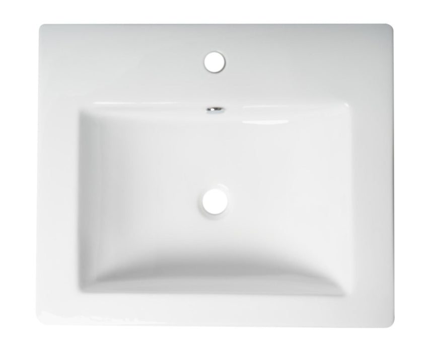ALFI brand ABC701 White 24" Rectangular Semi Recessed Ceramic Sink with Faucet Hole