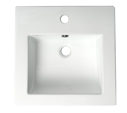 ALFI brand ABC801 White 17" Square Drop In Ceramic Sink with Faucet Hole