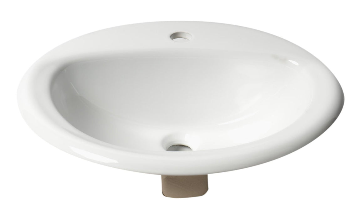 ALFI brand ABC802 White 21" Oval Drop In Ceramic Sink with Faucet Hole