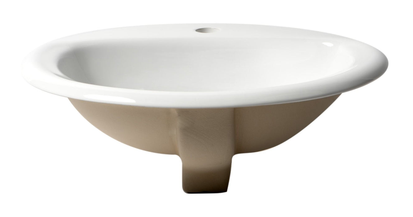 ALFI brand ABC802 White 21" Oval Drop In Ceramic Sink with Faucet Hole