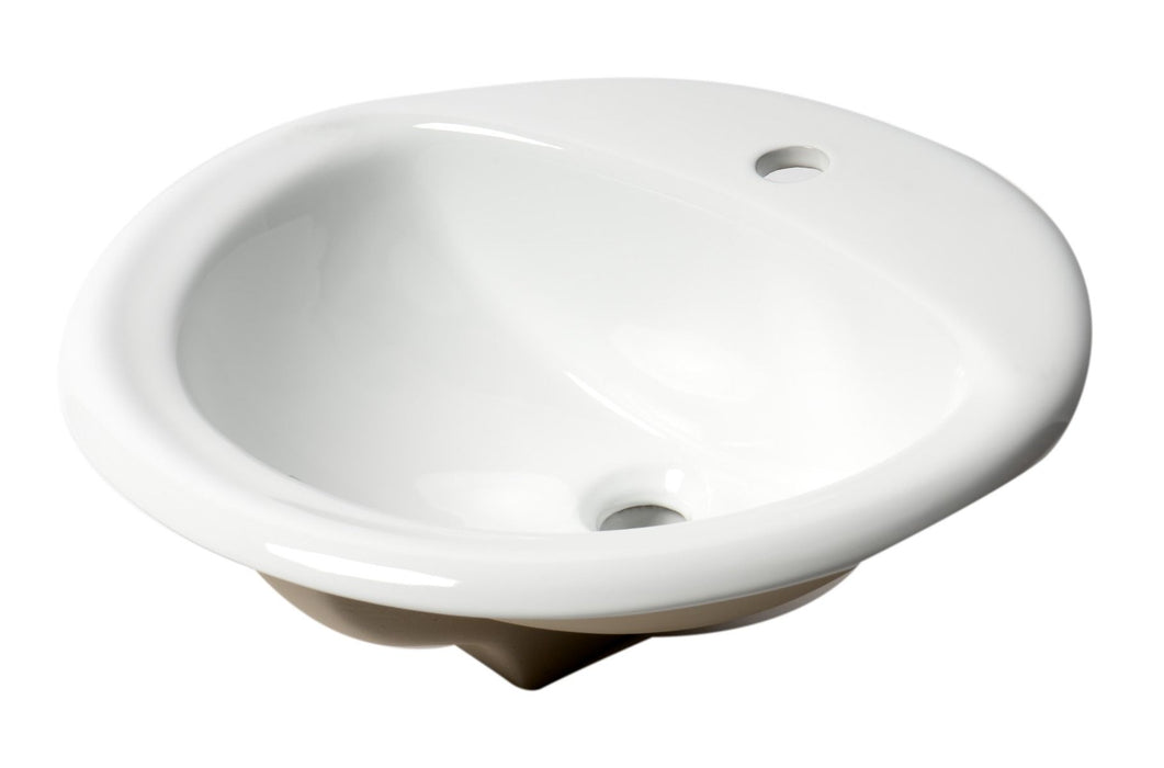 ALFI brand ABC802 White 21" Oval Drop In Ceramic Sink with Faucet Hole