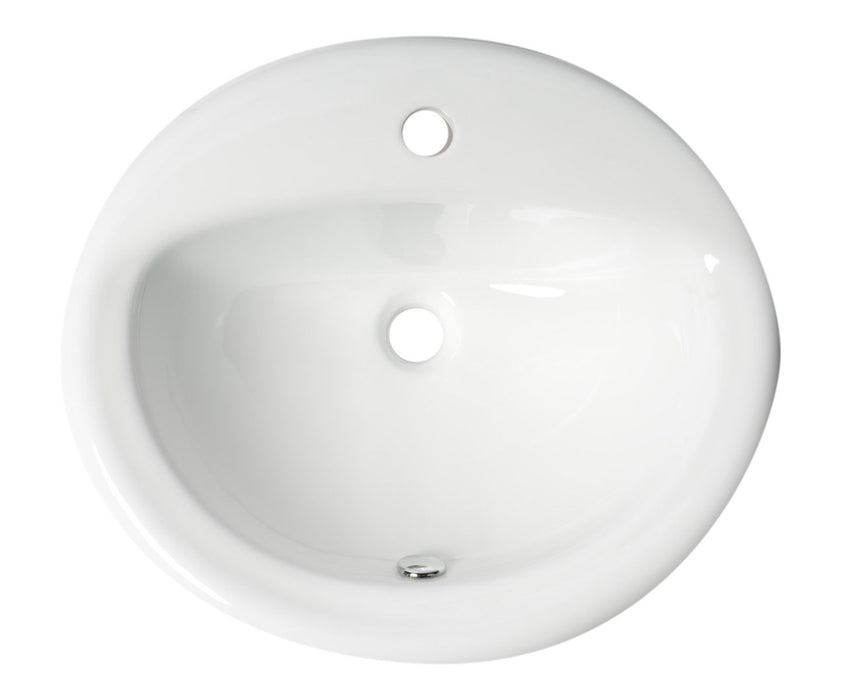 ALFI brand ABC802 White 21" Oval Drop In Ceramic Sink with Faucet Hole