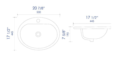 ALFI brand ABC802 White 21" Oval Drop In Ceramic Sink with Faucet Hole