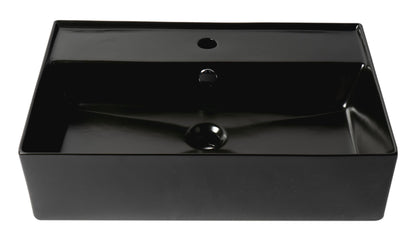 ALFI brand ABC901-BM 24" Modern Rectangular Above Mount Ceramic Sink with Faucet Hole