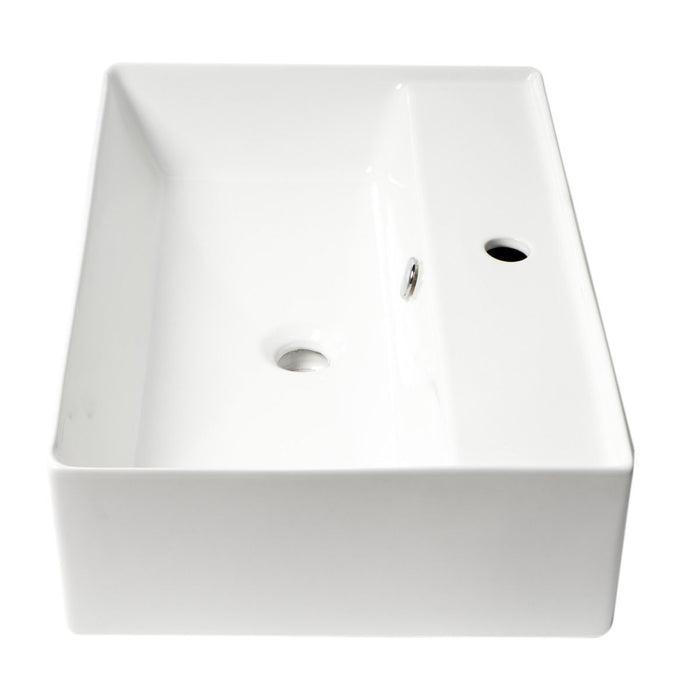 ALFI brand ABC901-W 24" Modern Rectangular Above Mount Ceramic Sink with Faucet Hole