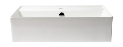 ALFI brand ABC901-W 24" Modern Rectangular Above Mount Ceramic Sink with Faucet Hole
