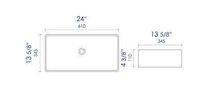 ALFI brand ABC902-W 24" Modern Rectangular Above Mount Ceramic Sink