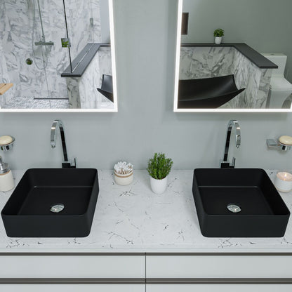 ALFI brand ABC903-BM 16" Modern Square Above Mount Ceramic Sink