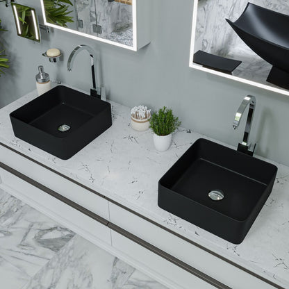 ALFI brand ABC903-BM 16" Modern Square Above Mount Ceramic Sink