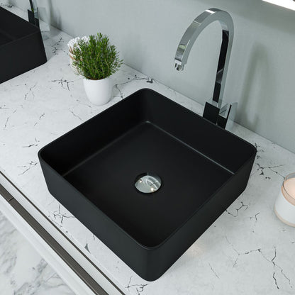 ALFI brand ABC903-BM 16" Modern Square Above Mount Ceramic Sink