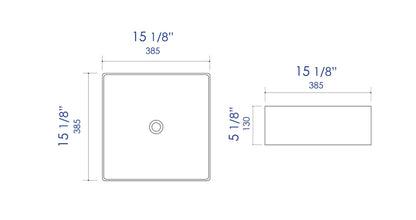 ALFI brand ABC903-BM 16" Modern Square Above Mount Ceramic Sink