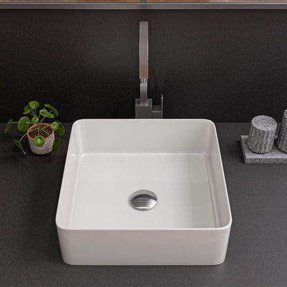 ALFI brand ABC903-W 16" Modern Square Above Mount Ceramic Sink