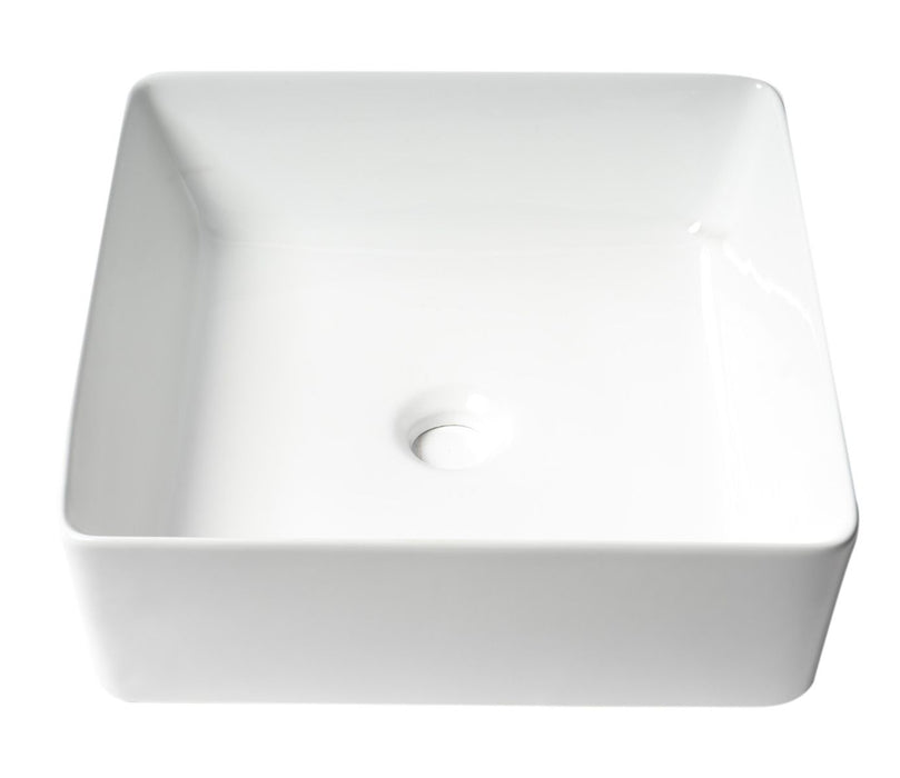 ALFI brand ABC903-W 16" Modern Square Above Mount Ceramic Sink
