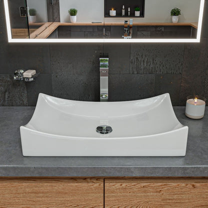 ALFI brand ABC904 White 26" Fancy Rectangular Above Mount Ceramic Sink