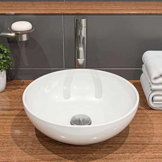 ALFI brand ABC905 White 15" Round Vessel Bowl Above Mount Ceramic Sink