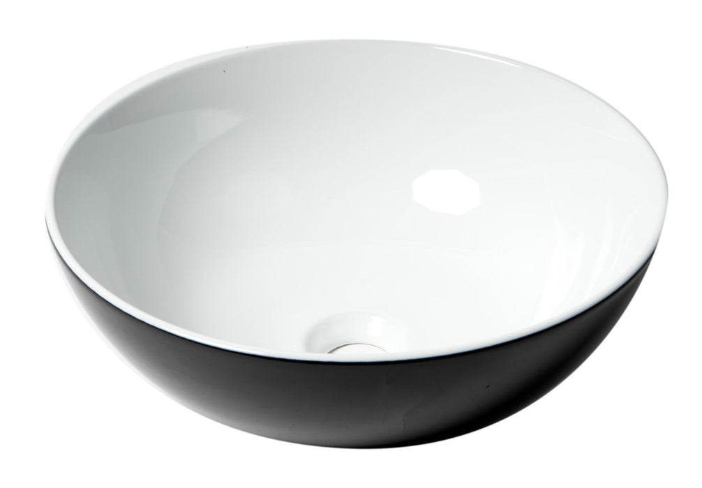 ALFI brand ABC906 Black & White 15" Round Vessel Above Mount Ceramic Sink