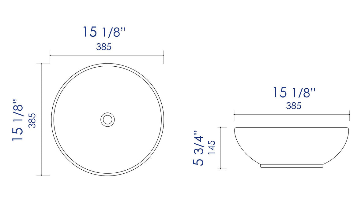 ALFI brand ABC906 Black & White 15" Round Vessel Above Mount Ceramic Sink