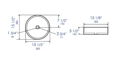 ALFI brand ABC907-BM 15" Round Above Mount Ceramic Sink