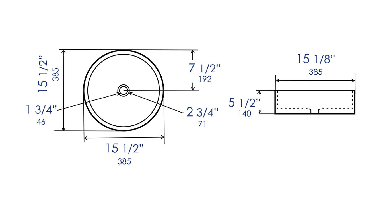 ALFI brand ABC907-BM 15" Round Above Mount Ceramic Sink