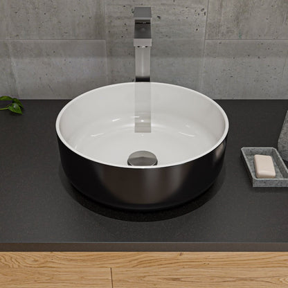 ALFI brand ABC908 Black & White 15" Round Above Mount Ceramic Sink
