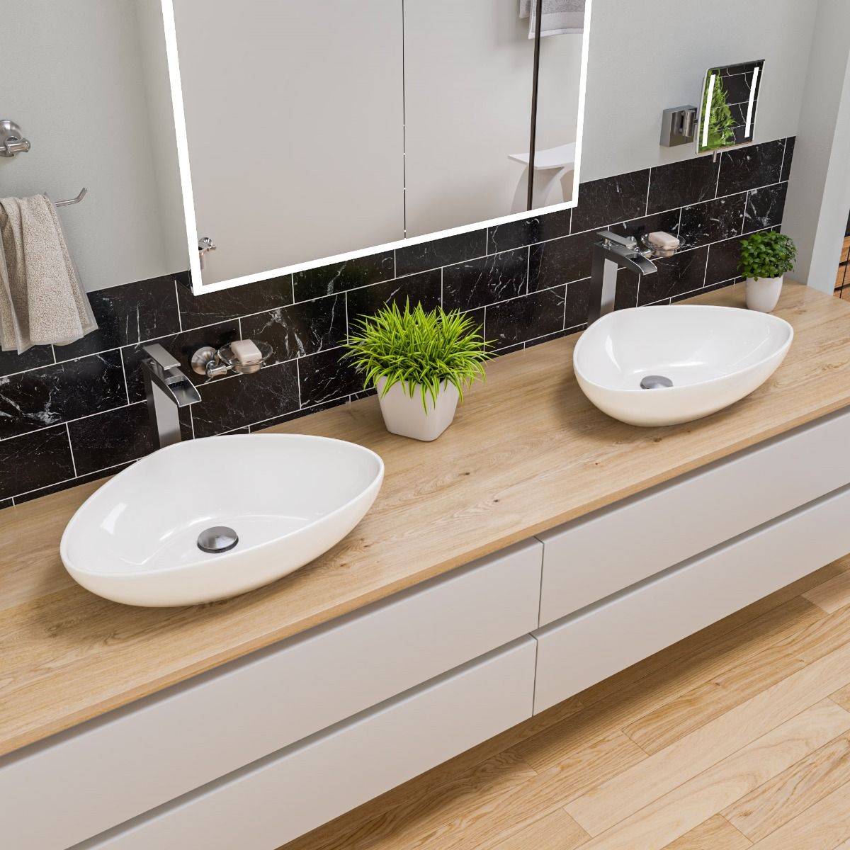 ALFI brand ABC914 White 23" Fancy Above Mount Ceramic Sink
