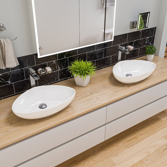 ALFI brand ABC914 White 23" Fancy Above Mount Ceramic Sink
