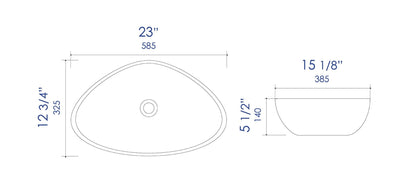 ALFI brand ABC914 White 23" Fancy Above Mount Ceramic Sink