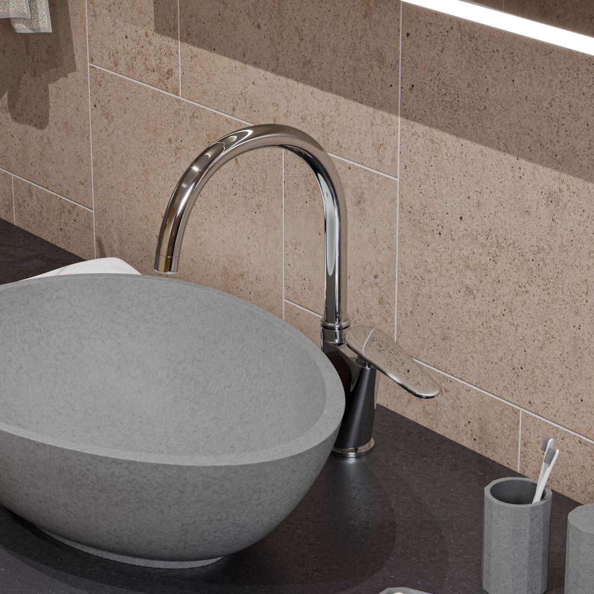 ALFI brand ABCO21O 21" Solid Concrete Tear Drop Above Mount Vessel Sink
