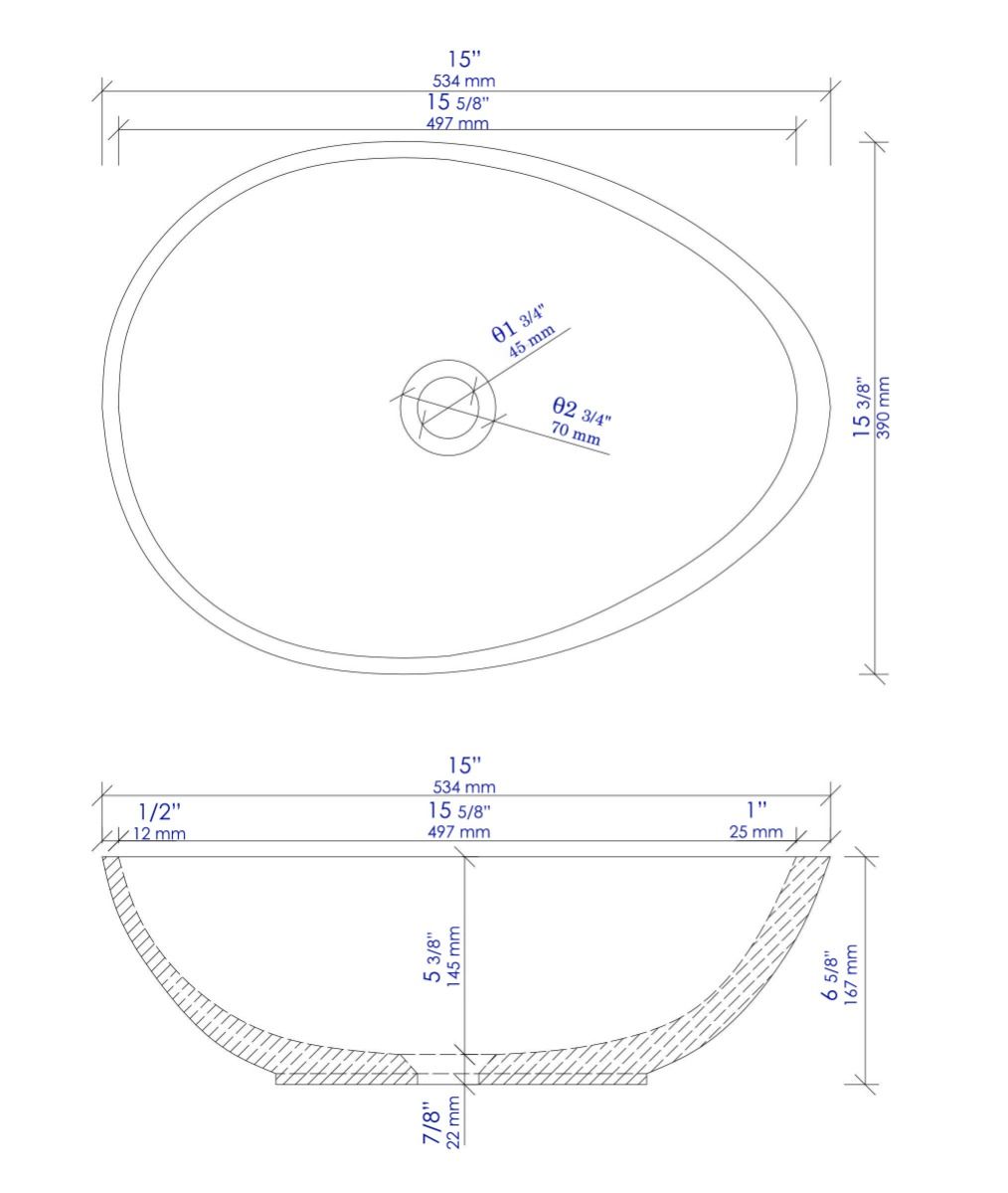 ALFI brand ABCO21O 21" Solid Concrete Tear Drop Above Mount Vessel Sink