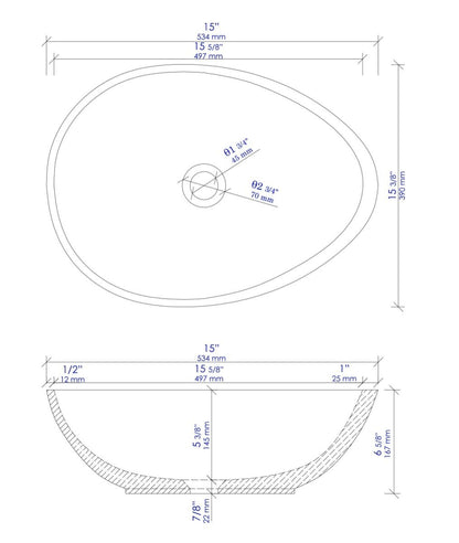 ALFI brand ABCO21O 21" Solid Concrete Tear Drop Above Mount Vessel Sink