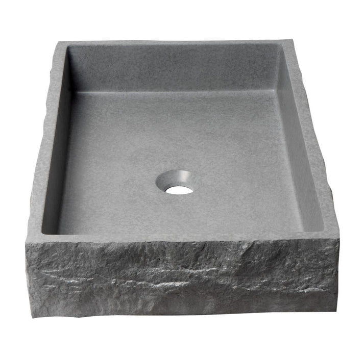 ALFI brand ABCO24R 24" Solid Concrete Chiseled Style Above Mount Vessel Sink