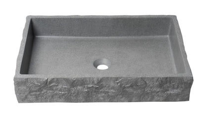 ALFI brand ABCO24R 24" Solid Concrete Chiseled Style Above Mount Vessel Sink