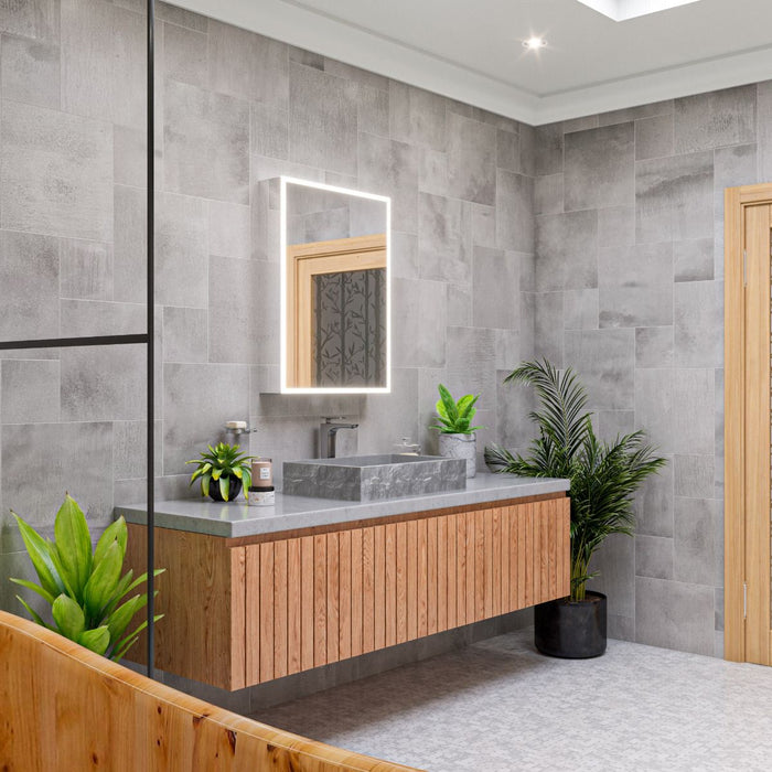 ALFI brand ABCO24R 24" Solid Concrete Chiseled Style Above Mount Vessel Sink