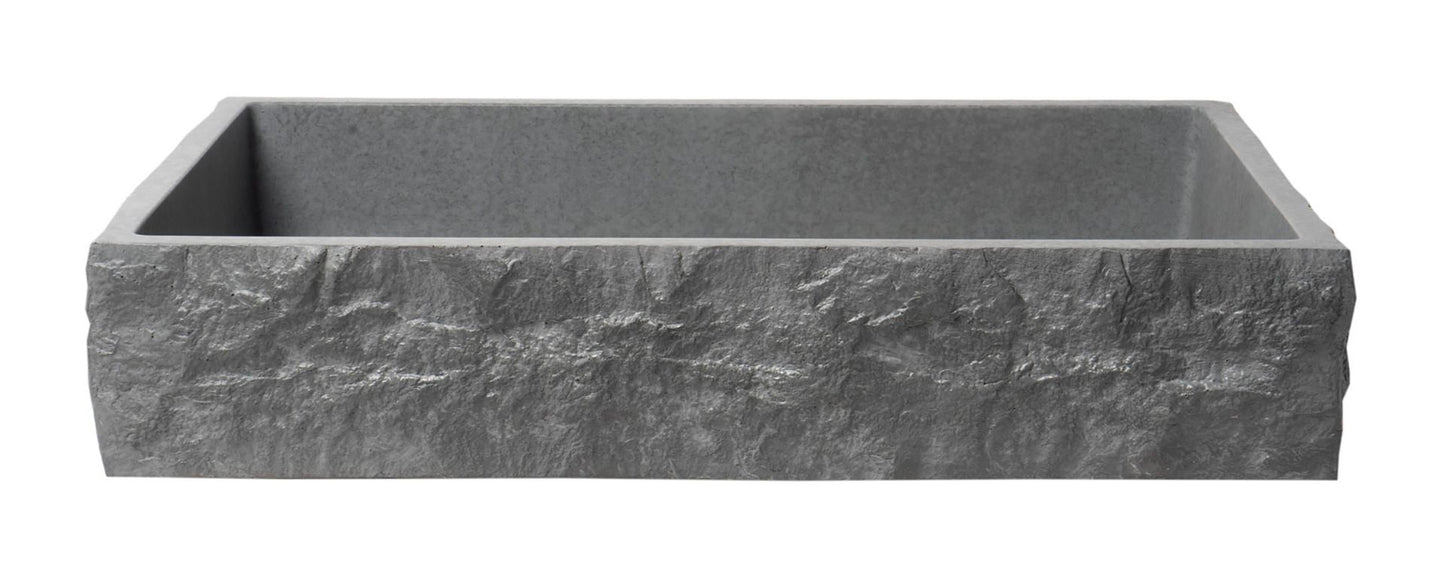 ALFI brand ABCO24R 24" Solid Concrete Chiseled Style Above Mount Vessel Sink