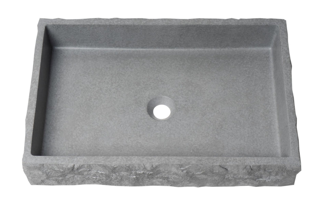 ALFI brand ABCO24R 24" Solid Concrete Chiseled Style Above Mount Vessel Sink