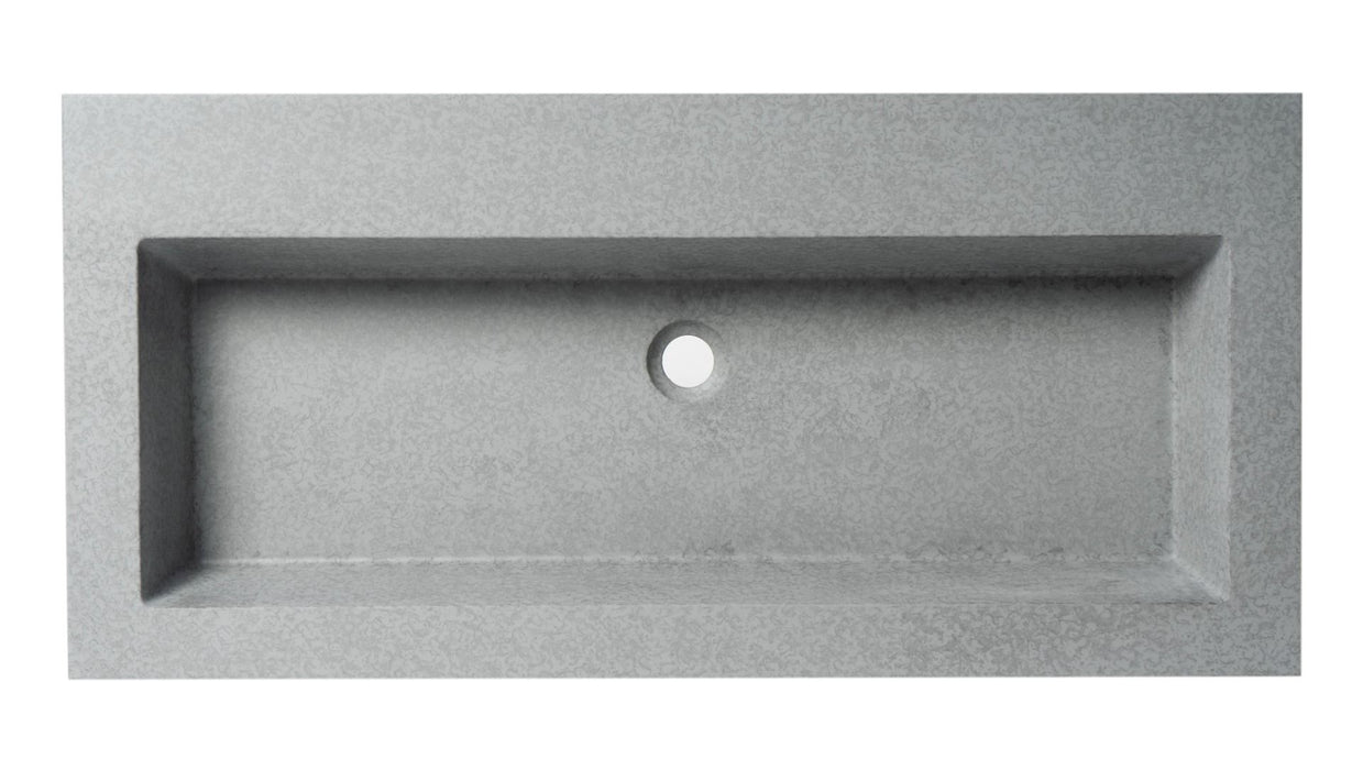 ALFI brand ABCO40TR 40" Solid Concrete Gray Matte Trough Sink for the Bathroom