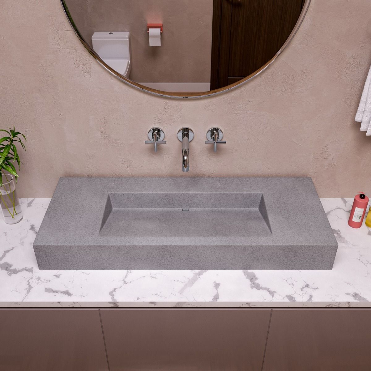 ALFI brand ABCO48R 48" Solid Concrete Rectangular Countertop Sink