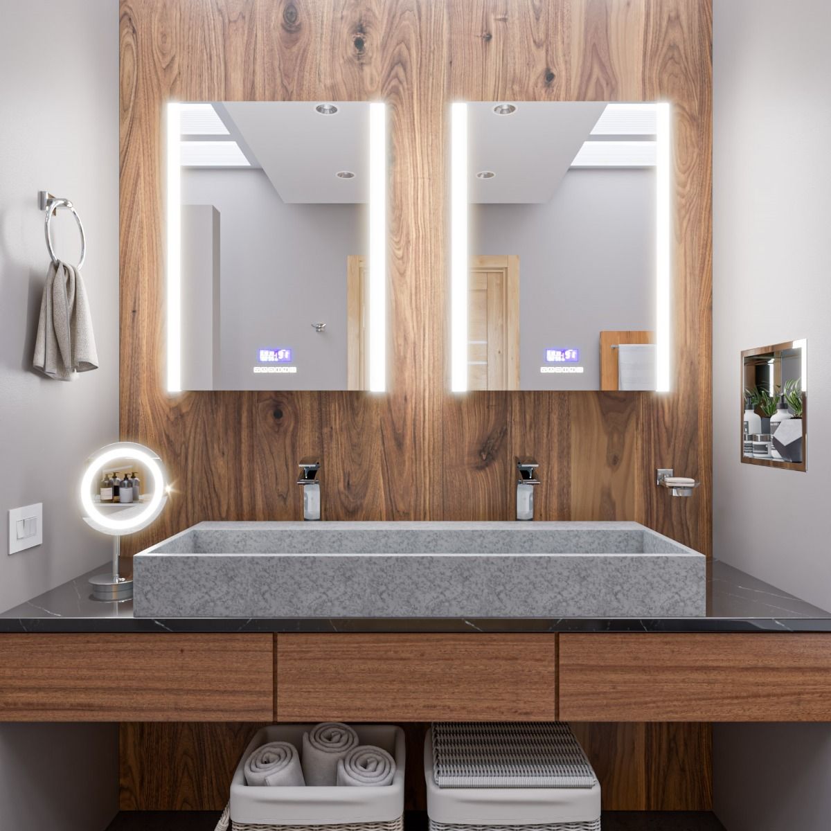 ALFI brand ABCO48TR 48" Solid Concrete Gray Matte Trough Sink for the Bathroom