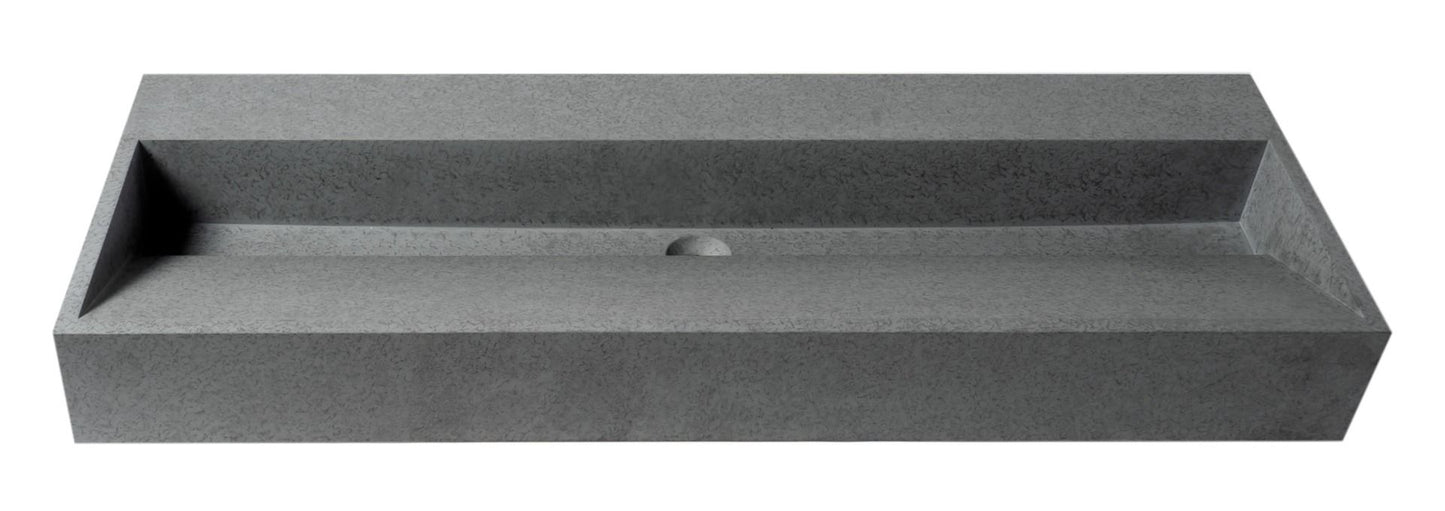 ALFI brand ABCO48TR 48" Solid Concrete Gray Matte Trough Sink for the Bathroom
