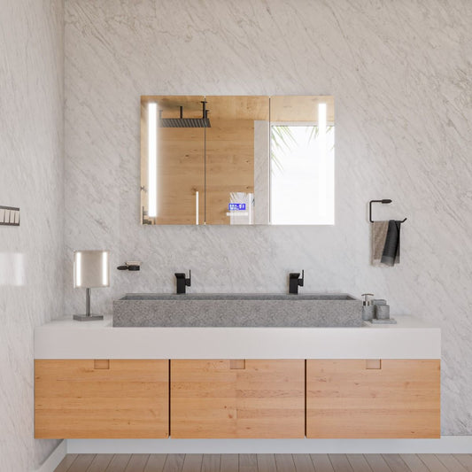 ALFI brand ABCO48TR 48" Solid Concrete Gray Matte Trough Sink for the Bathroom