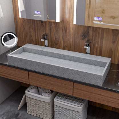ALFI brand ABCO48TR 48" Solid Concrete Gray Matte Trough Sink for the Bathroom