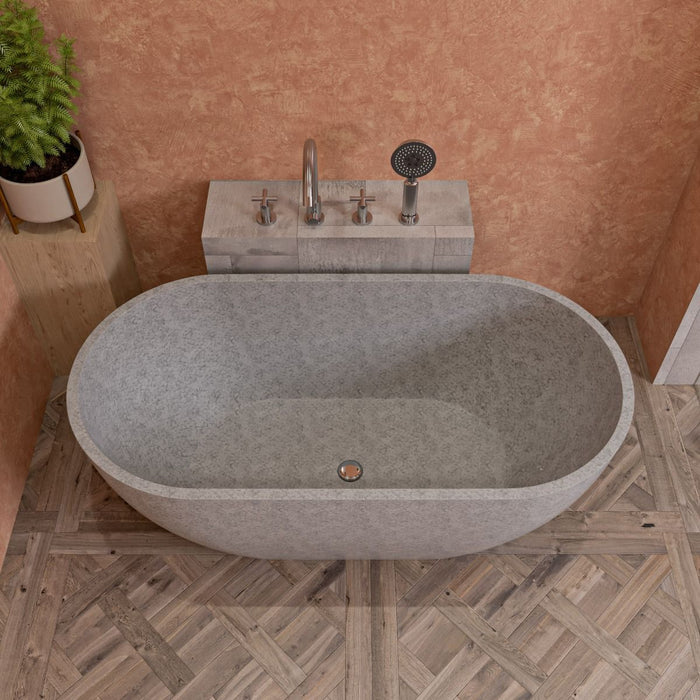 ALFI brand ABCO59TUB 59" Solid Concrete Oval Freestanding Bathtub