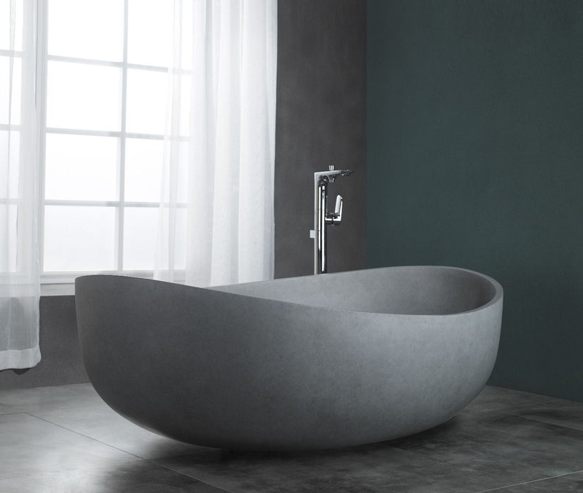 ALFI brand ABCO63TUB 63" Solid Concrete Gray Matte Oval Bathtub