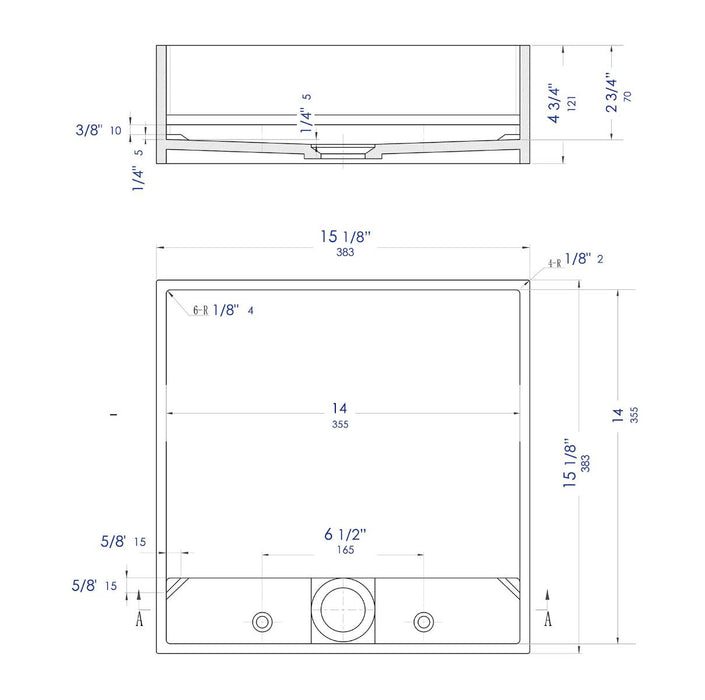 ALFI brand ABRS14SBM Black Matte 14" Square Solid Surface Resin Sink