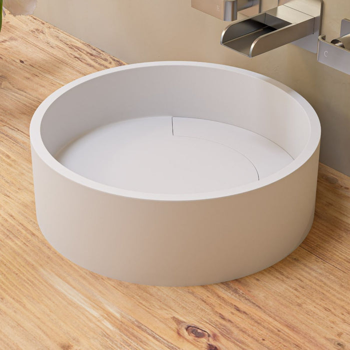 ALFI brand ABRS15R 15" Round White Matte Solid Surface Resin Sink