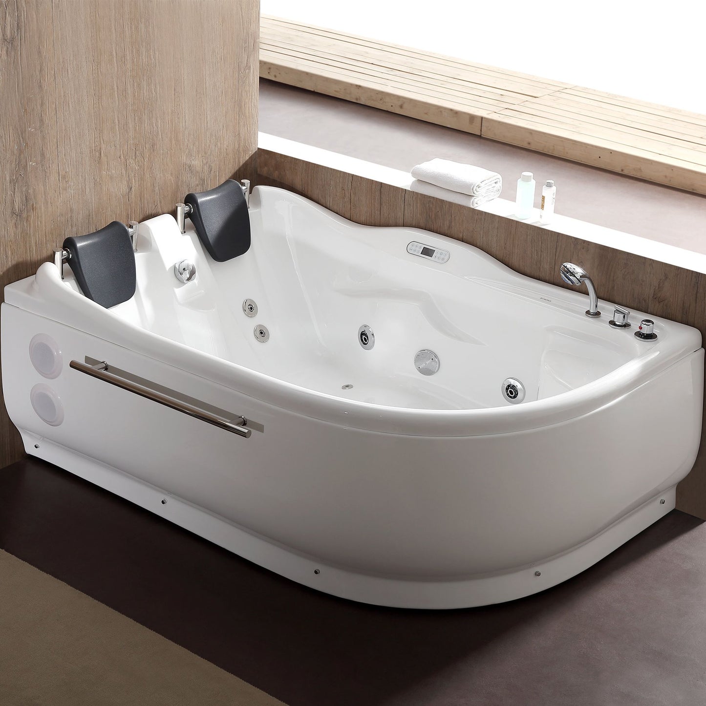 EAGO AM124ETL-R 6 ft Right Corner Acrylic White Whirlpool Bathtub for Two