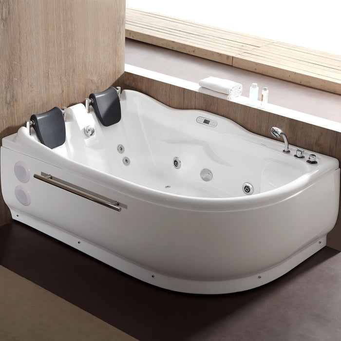 EAGO AM124ETL-R 6 ft Right Corner Acrylic White Whirlpool Bathtub for Two