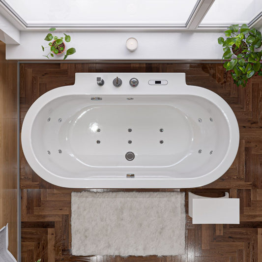 EAGO AM128ETL 6 ft Acrylic White Whirlpool Bathtub With Fixtures